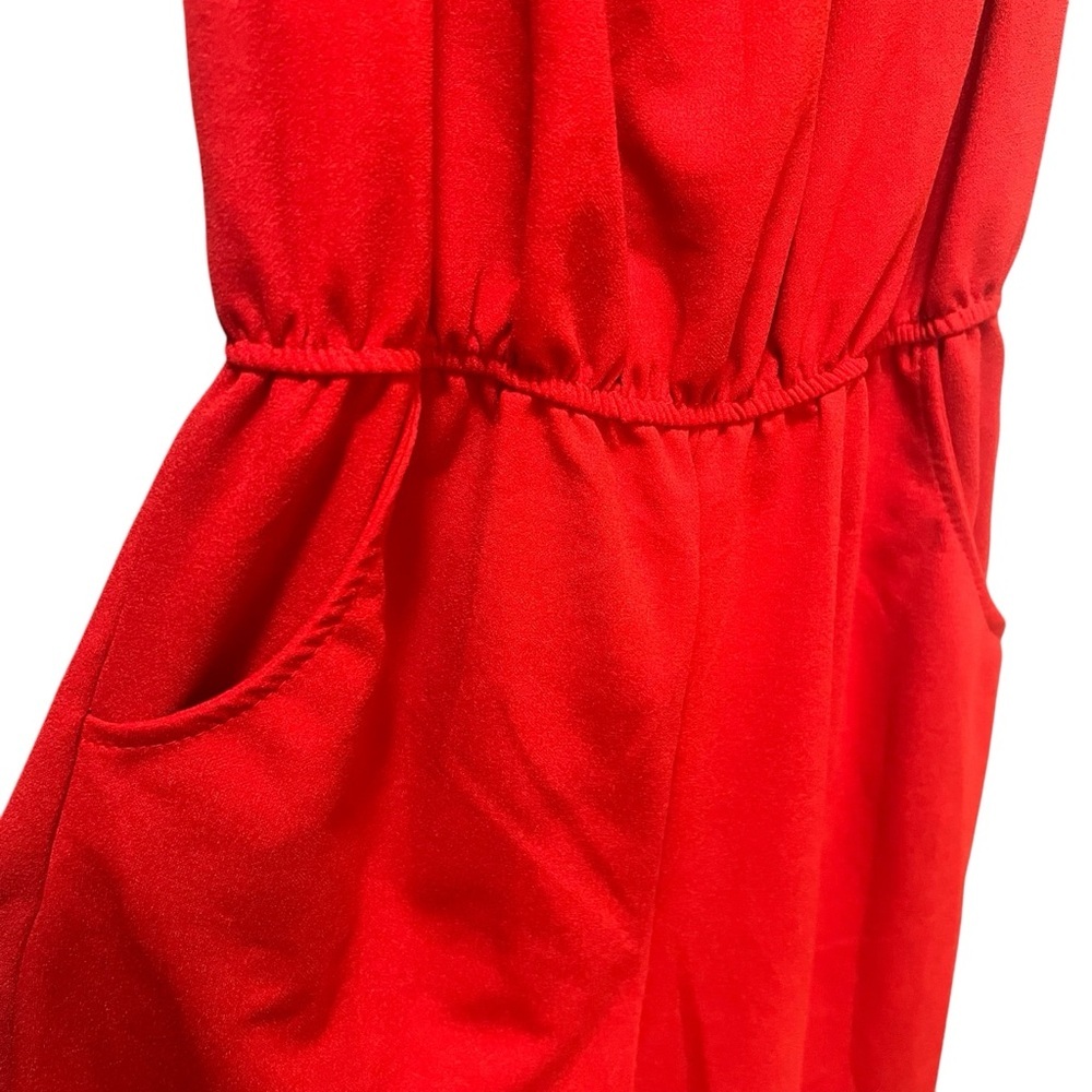Red Embroidered Jumpsuit Floral One Piece Tall Skinny Empire Waist X-Small - Picture 5 of 7